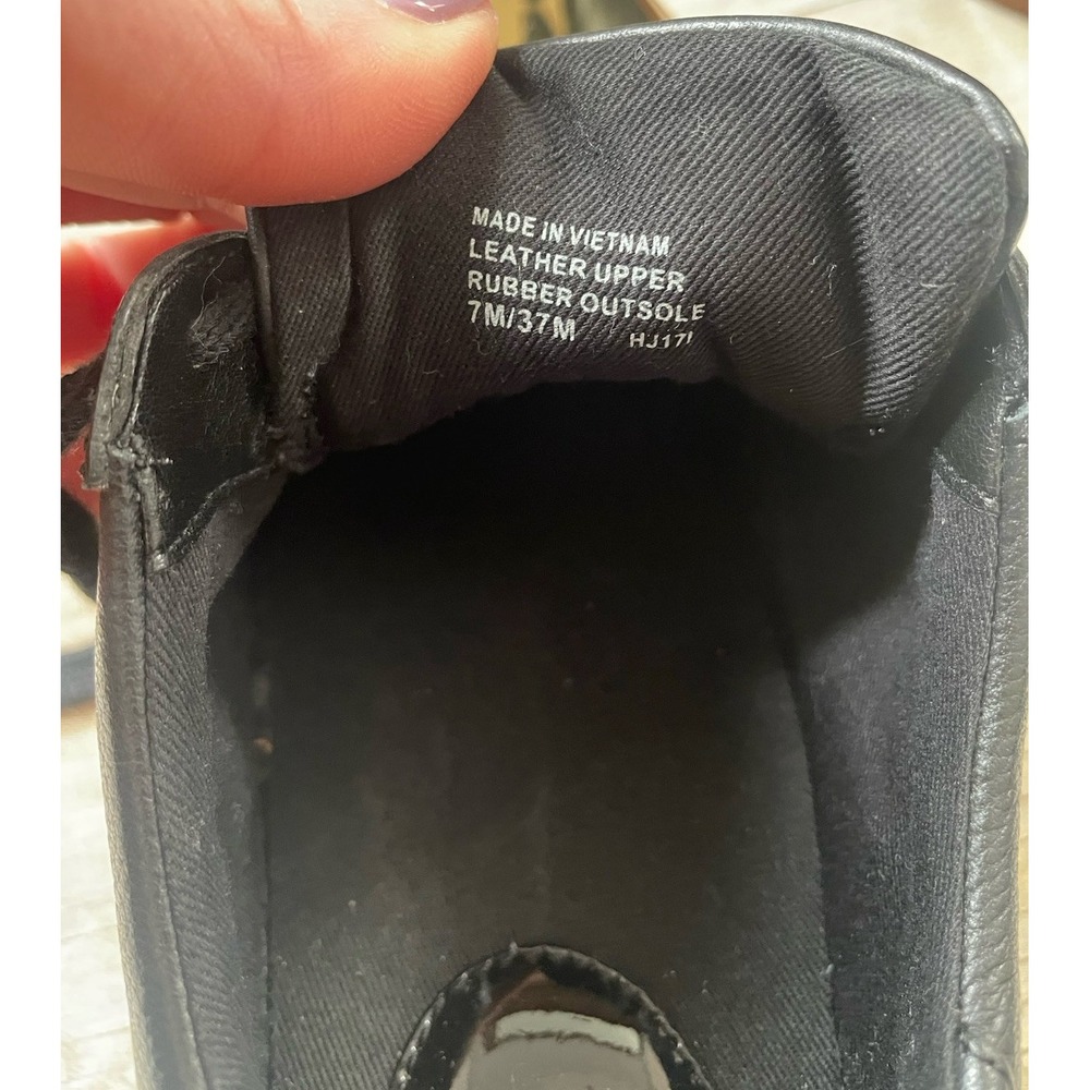 Michael Kors Frankie‎ Stripe Black Gold Leather Shoes Women Size 7 - Picture 5 of 7